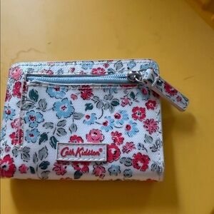 Cath Kidston Cream Floral Zip Card Wallet with Pink & Light Blue Flowers